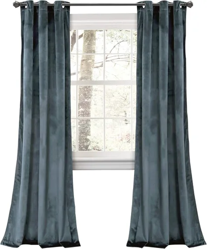 Miniatura 25 de Lush Decor Prima Velvet Sólido - Par de paneles de cortinas para ventana con ojales de filtrado de luz, 95" L x 38" A, Negro