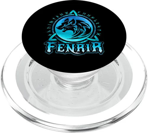 Miniatura 7 de Fenrir Loki's Son, lobo vikingo, luna azul con runas nórdicas PopSockets intercambiable PopGrip