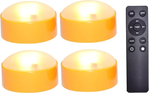 CANDLE CHOICE Luces LED de calabaza de Halloween con temporizador remoto, brillantes y parpadeantes, funciona con pilas, velas eléctricas sin llama