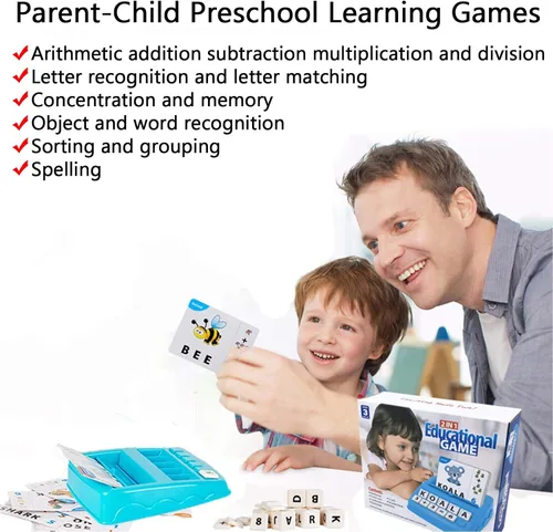 Miniatura 2 de Juguetes educativos de aprendizaje 2 en 1, juegos de letras y números a juego para niños y niñas, reconocimiento de palabras a la vista, tarjetas