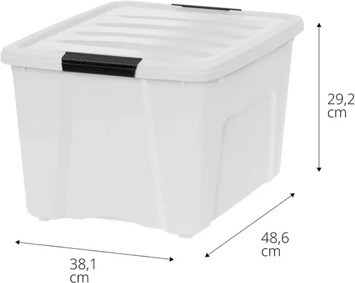 Miniatura 3 de IRIS USA Contenedores de almacenamiento de plástico apilables de 40 cuartos de galón con tapas, paquete de 6 unidades, sin BPA, fabricados en Perla