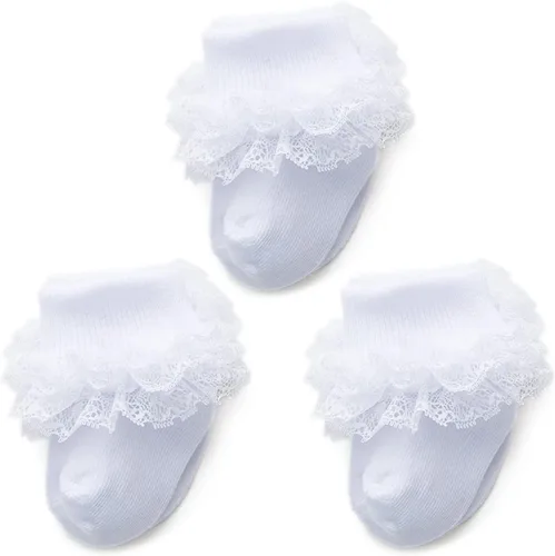 Miniatura 8 de Calcetines para bebé niña con ojales, calcetines de encaje triple con volantes, calcetines con puño retorcido, 2/3/5 pares, calcetines de tobillo
