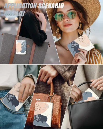 Miniatura 6 de Soporte para tarjetas de crédito, elegante cartera delgada para mujer con bloqueo RFID, perfecta para negocios y uso diario, mantiene tus