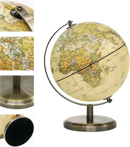 Miniatura 6 de Annova Globo antiguo de 5.5 pulgadas de diámetro – Decoración de escritorio educativa/geográfica/moderna – Arco y base de acero inoxidable