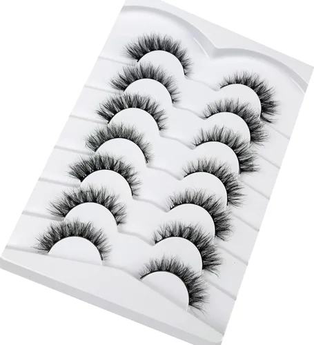 Miniatura 60 de Pooplunch - Pestañas postizas finas de visón sintético, estilo ojo de gato, naturales, cruzadas, tipo racimo, efecto 8D de volumen, tiras