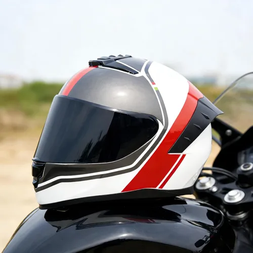 Miniatura 5 de Casco de motocicleta de cara completa, cascos para motocicleta de adultos, MG611, casco de motocicleta de carreras de calle con visera negra