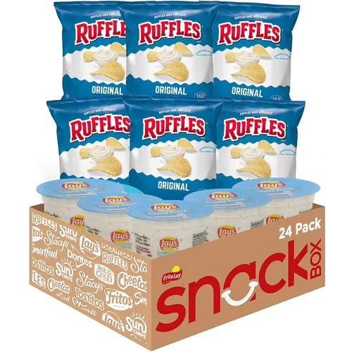 Ruffles Original & Lays Creamy Ranch - Paquete variado, porciones de una sola porción, 24 unidades
