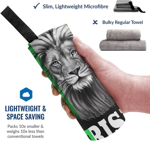 Miniatura 2 de Toalla de playa de microfibra, toallas de baño grandes de tamaño King Lion con bandera irlandesa para mujeres y hombres, toallas de baño de secado
