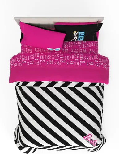 Miniatura 9 de Franco - Collectibles - Ropa de cama de Barbie 1959 - Juego de 4 piezas con edredón reversible y sábanas supersuaves - Individual