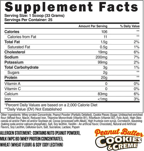 Miniatura 2 de Steel Supplements Whey-Pro Proteína de suero en polvo para hombres y mujeres Galletas de mantequilla de maní y crema 25 porciones