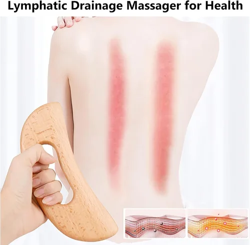 Miniatura 4 de FKYzixeh Masajeador de drenaje linfático, herramienta Gua Sha de madera para cuerpo, raspador de masaje manual para anticelulitis y aliviar