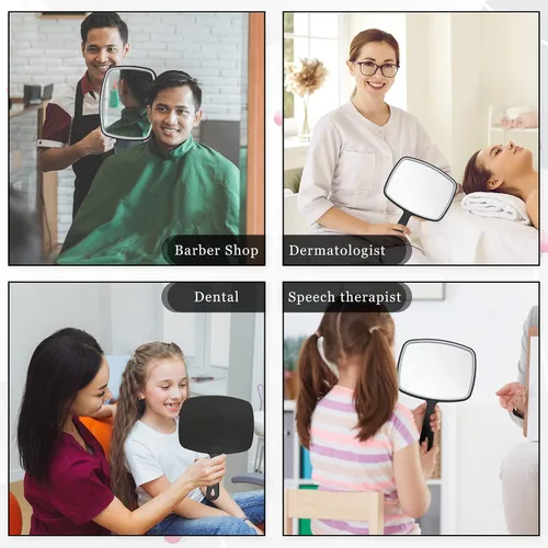 Miniatura 7 de Qunclay Espejo de mano grande de 10 piezas con asa para montaje en pared para peluquería baño, regalo escolar de belleza portátil para tocador
