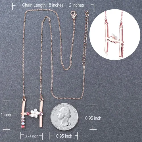 Miniatura 4 de Collar Gemmance de flor, con inicial, de amatista, rosa, rubí rojo, ópalo azul, perla sintética, con nombre, de joyería, hecha con cristales