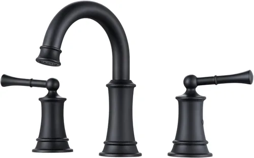 Miniatura 13 de Grifo de baño de oro cepillado de 8 pulgadas, construcción de latón sólido, grifo de baño dorado de 3 orificios con desagüe emergente y 2 mangueras