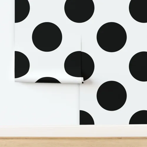 Miniatura 4 de Papel tapiz para despegar y pegar, diseño de lunares, círculos negros y blancos, moderno, geométrico, extraíble, por Spoonflower