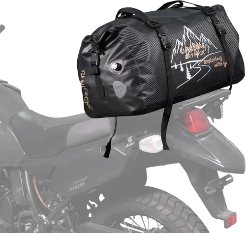Miniatura 9 de NICECNC Bolsa de lona seca impermeable 66L, 500D PVC Tail Bag, Tronco, Equipaje universal de viaje de motocicleta, Negro