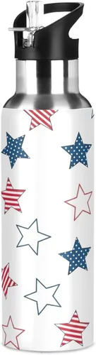 Miniatura 8 de Stars Us Flag White Insulated Water Bottle 20 Oz Leakproof Water Bottles, BPA-Free Sports Water Bottle with Straw