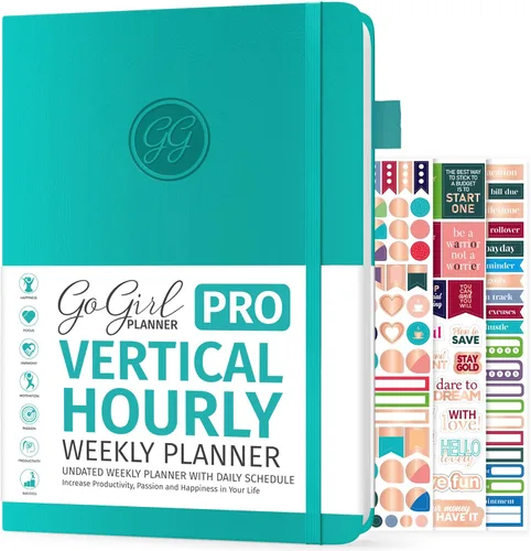 Miniatura 15 de GoGirl Planner PRO Schedule - Agenda sin fecha con ranuras horarias, organizador mensual, semanal y diario, libro de citas para gestión del tiempo