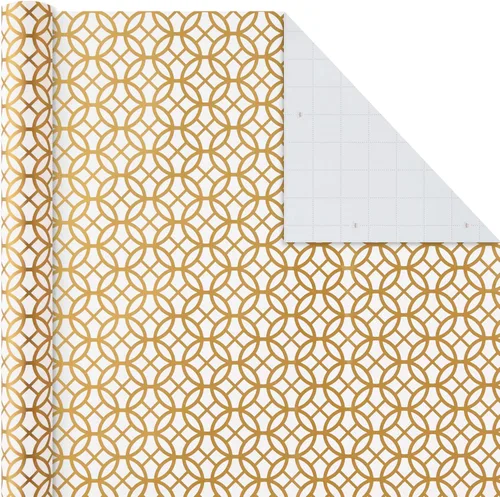 Miniatura 6 de Hallmark Rollos de papel de regalo de cumpleaños para graduación, boda, baby shower, despedida de soltera, papel de regalo floral, blanco y dorado