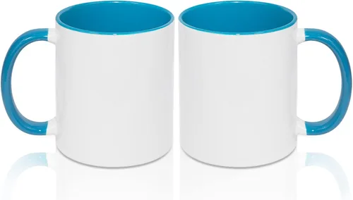 Miniatura 8 de MR.R Tazas de café en blanco de sublimación de 11 onzas, taza blanca con taza de color rojo interior y asa, juego de 2
