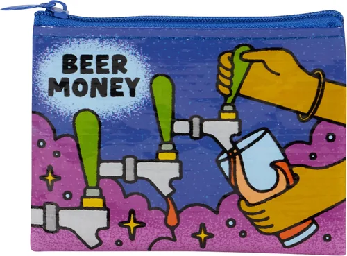 Miniatura 44 de Blue Q Monedero, hecho de 95% plástico reciclado. Práctica pequeña bolsa con cremallera para guardar monedas, tarjetas de regalo, auriculares, más.