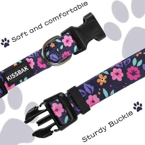 Miniatura 3 de Collar para perros medianos, diseño especial, lindo collar para perritas, suave, ajustable, floral, para cachorros, collares para perros (M, floral)