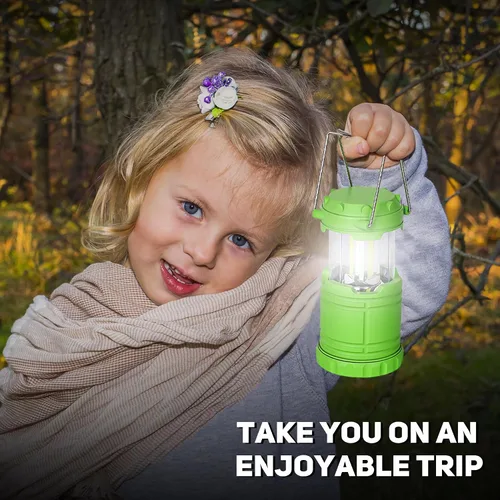 Miniatura 3 de Paquete de 2 mini linternas LED verdes para acampar, luces portátiles para acampar, lámparas con mango al aire libre, luces de emergencia esenciales