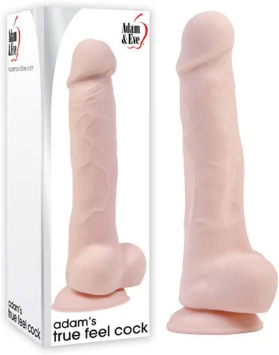 Adam & Eve Consolador True Feel, pene grande y realista con ventosa, silicona suave de doble capa y aspecto realista, impermeable, fácil de limpiar,