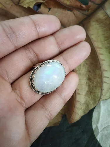 Miniatura 2 de Anillo de piedra lunar arco iris, anillo de plata de ley 925, anillo seguro, regalo del día de la madre, estilo vintage, joyería exquisita, joyería