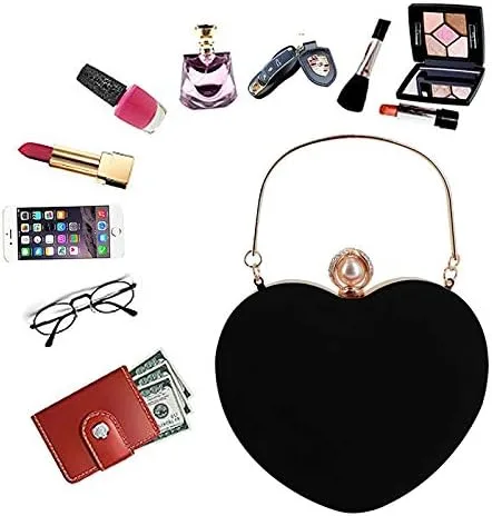 Miniatura 7 de Bolso de mano en forma de corazón para mujer, bolso de hombro de terciopelo, bolsos de noche