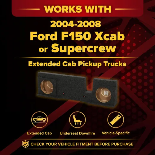 Miniatura 2 de QPower Downfire - Caja de subwoofer doble de 10 pulgadas, subcaja compatible con Ford F-150 SuperCrew 2004-2008