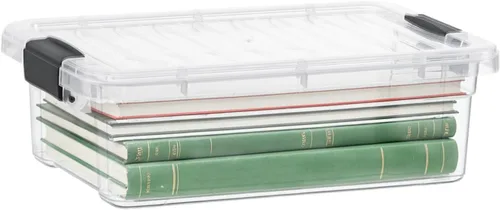 Superio Contenedor de plástico transparente de 7.4 cuartos con tapa, no tóxico, sin BPA, sin olor, caja de almacenamiento organizadora, recipiente