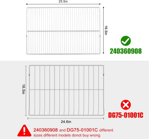 Miniatura 2 de Estante de alambre mejorado para refrigerador de 25.5 x 16.5 pulgadas para Frigidaire Kenmore reemplaza 240360908, AP5805565, 240360905, 240360901