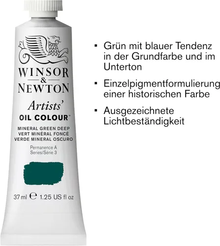 Miniatura 15 de Winsor & Newton Pintura al óleo para artistas, tubo de 37 ml (1.25 oz), Verde Mineral Profundo