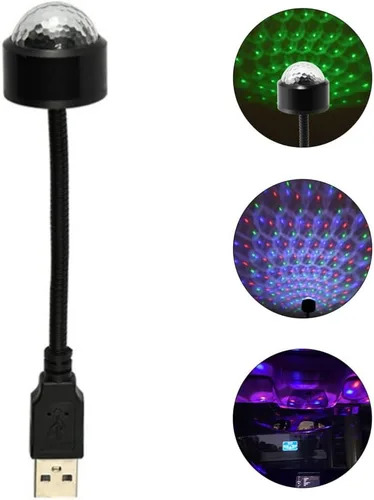 Miniatura 6 de SOLUSTRE Proyector de luces LED de discoteca para coche, luz USB, luces de fiesta activadas por sonido, enchufe USB, mini discoteca giratoria