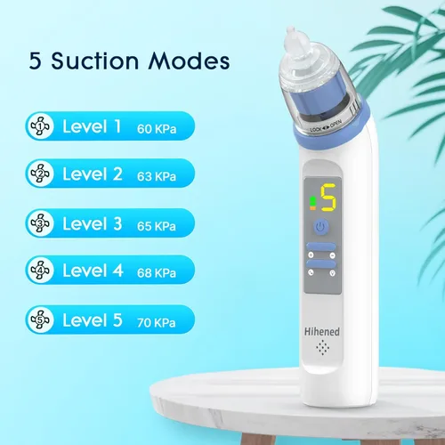 Miniatura 4 de Aspirador nasal eléctrico para bebé, aspirador nasal para niños pequeños, aspirador de nariz recargable para bebés, limpiador de nariz con 3 puntas