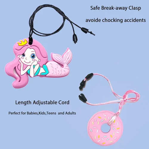 Miniatura 4 de Collares masticables para niños sensoriales, 5 collares masticables a los que les gusta morder o tener autismo, perfectamente texturizados