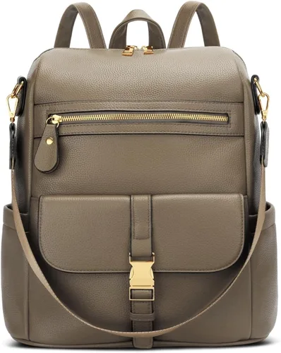 Miniatura 11 de KKXIU Mochila para mujer – Mochila de cuero con múltiples bolsillos para viajes, trabajo y escuela con bolsillo de bloqueo antirrobo, correa