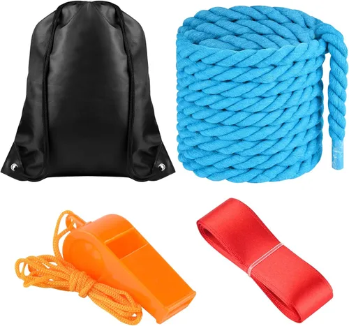Miniatura 5 de NEBURORA Cuerda de tira y afloja de 20 pies para adultos, juegos al aire libre, día de campo, reunión familiar, verano, patio trasero, césped, Azul
