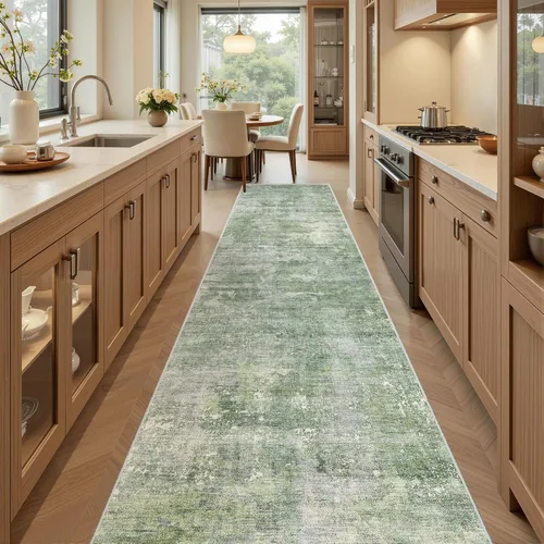 Miniatura 284 de Alfombra de pasillo Soalmost 2'6" x 10' lavable, alfombra antideslizante para cocina, baño, lavandería, alfombras vintage ultra delgadas para Beige