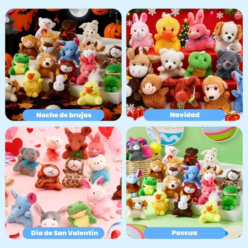 Miniatura 5 de Joyin - Juego de 24 mini juguetes de peluche de animales pequeños surtidos (24 unidades de 3 pulgadas cada una), llaveros de animales para decorar
