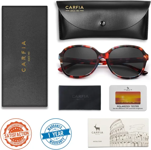 Miniatura 7 de Carfia Gafas de sol polarizadas de acetato para mujer, cubierta grande, marco de flores de moda, lentes de protección UV400 2024