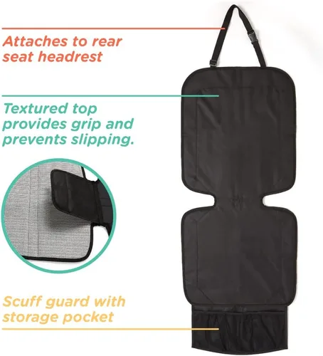 Miniatura 2 de Nuby Protector de asiento de coche de lujo, alfombrilla negra para usar debajo del asiento de coche del niño