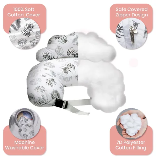 Miniatura 8 de Almohada de lactancia PILLANI para lactancia materna, almohadas de lactancia para el apoyo de la mamá y la comodidad del bebé, cubierta de algodón