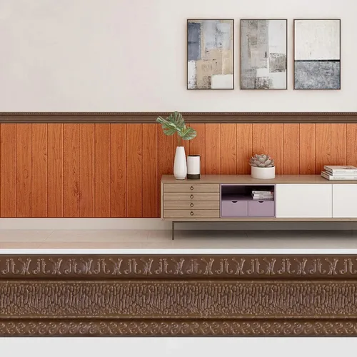 Miniatura 4 de Yutianli Moldura de Corona Despegar y Pegar Borde de Papel Tapiz Base de Pared Flexible Moldura Adhesiva Zócalo de Vinilo Autoadhesivo Marrón