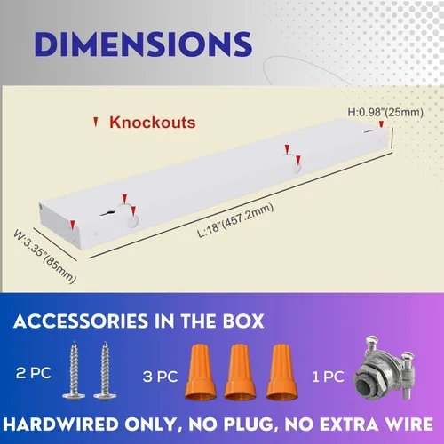 Miniatura 7 de Iluminación para debajo del gabinete de 18 pulgadas, luces LED cableadas para debajo del gabinete, Triac regulable 0-100% con 3 temperaturas