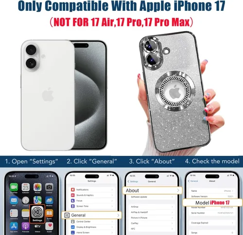 Miniatura 440 de Misscase Funda magnética con purpurina para iPhone 11 compatible con MagSafe, protección completa, delgada, a prueba de golpes, antiarañazos