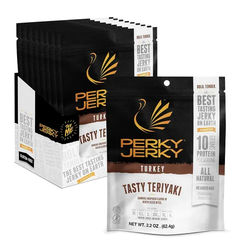 Miniatura 11 de Perky Jerky Variedad de carne seca de pavo, 2.2 onzas (paquete de 5) – Bajo en sodio – 7-10g de proteína por porción – Bajo en grasa – 100%