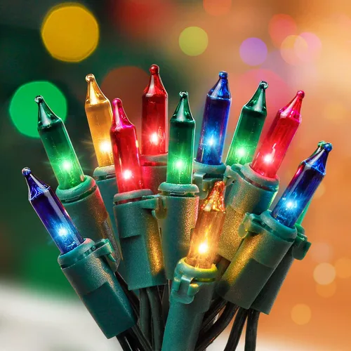 Miniatura 15 de Hopolon Mini Luces en Cadena Rojas de Navidad 2 Juegos de 50 Unidades 13 Pies Bombillas Incandescentes Mini Luces en Cadena Impermeables para Rojo