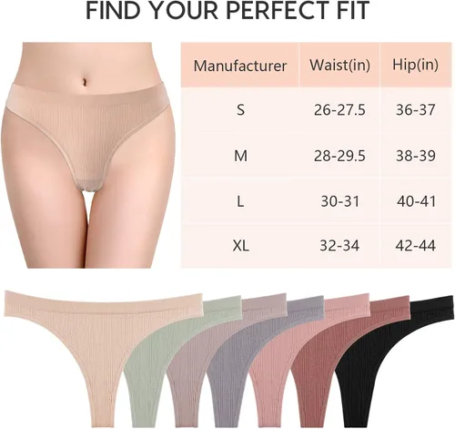 Miniatura 6 de Dlala Womens Thongs Breathable Panties Low Rise Sexy G-String Underwear Pack of 7